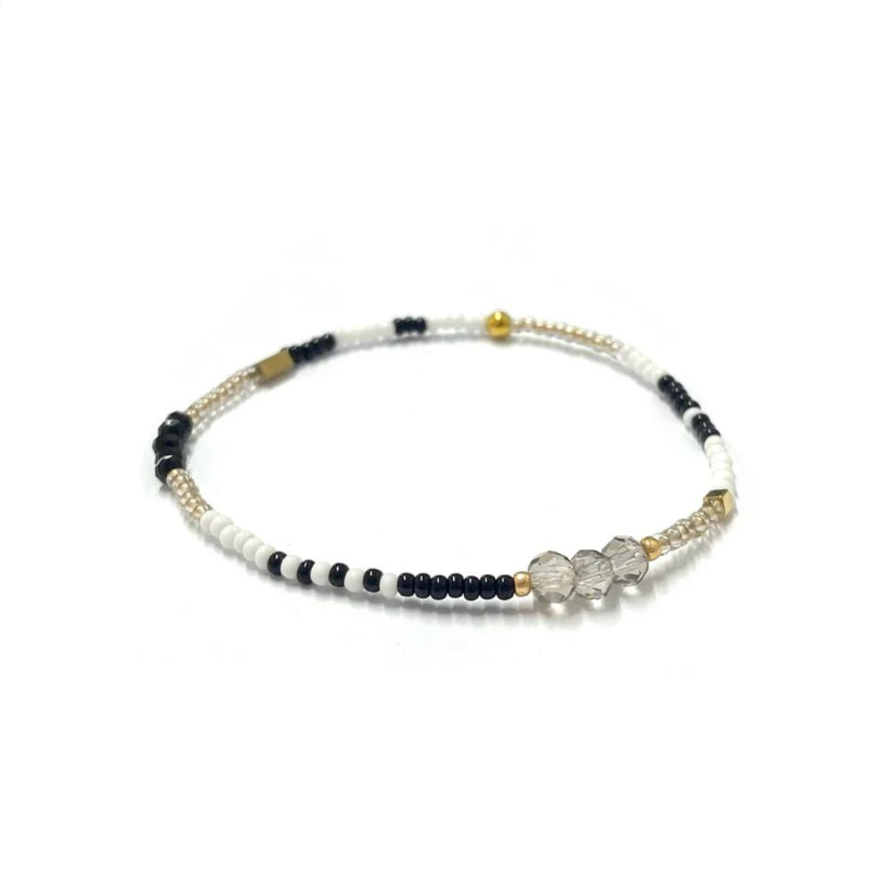 Kiki Collection Beaded Bracelet - Chalk + Charcoal