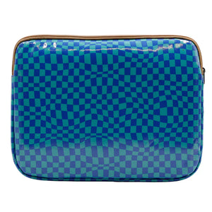 IY Laptop Sleeve Large - Warped Check Aqua