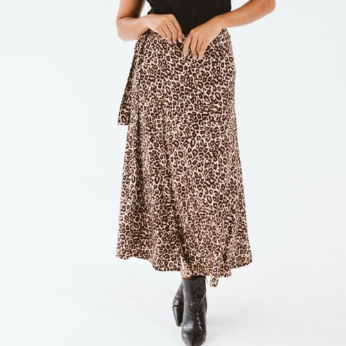 Trinity Leopard Print Wrap Skirt