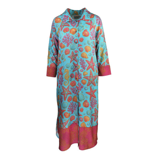Colorful dress with marine pattern on a white background
