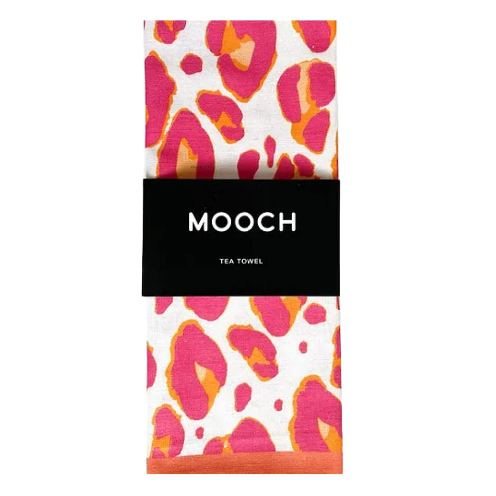 Mooch Tea Towel - Leopard Spot Hot Pink