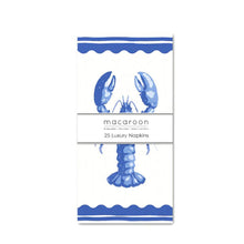 Load image into Gallery viewer, Pack of 25 luxury napkins with a blue lobster design on a white background

