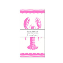 Load image into Gallery viewer, Pack of 25 luxury napkins with pink lobster design on a white background
