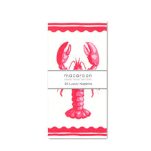 Load image into Gallery viewer, Pack of 25 luxury napkins with a red lobster design on a white background
