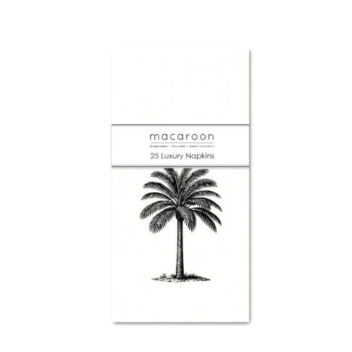 Pack of 25 luxury napkins with a palm tree design on a white background