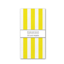 Load image into Gallery viewer, Pack of 25 luxury napkins with yellow and white stripes on a white background
