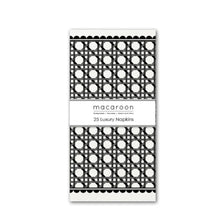 Load image into Gallery viewer, Pack of 25 luxury napkins with black wicker pattern on a white background
