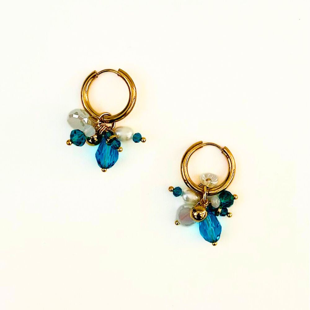 The Nikabox Hoops - Aqua & Pearl
