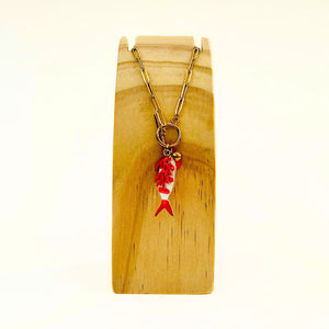 The Nikabox Paperclip Necklace - Pink Coral Fish