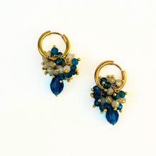 Load image into Gallery viewer, The Nikabox Hoops - Deep Turquoise &amp; White
