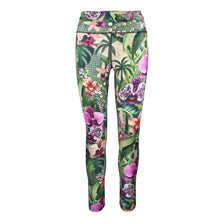 Load image into Gallery viewer, Tropical floral Rush Activewear leggings on a white background
