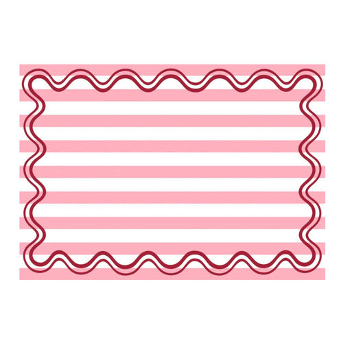 paper placemats with wavy border and pink stripes on a white background