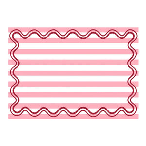 paper placemats with wavy border and pink stripes on a white background
