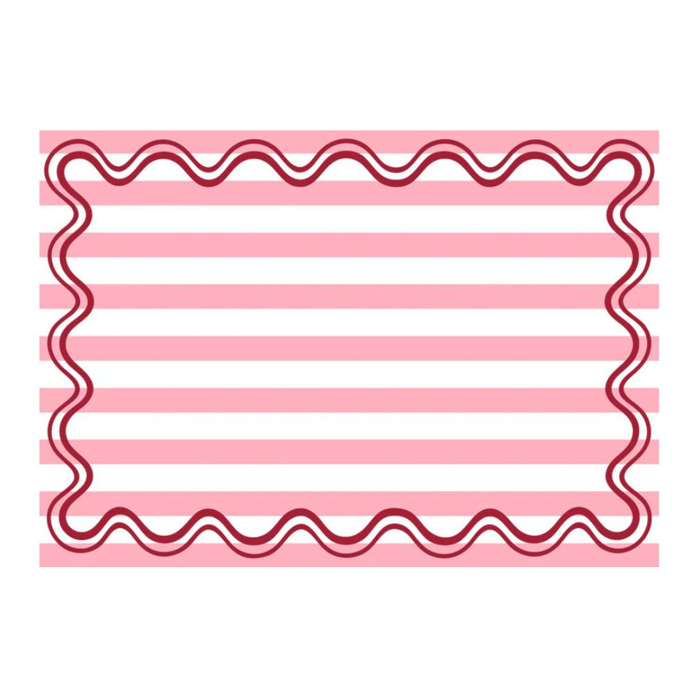 paper placemats with wavy border and pink stripes on a white background