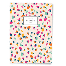 Load image into Gallery viewer, Colourful monthly planner with a leopard print pattern on a white background
