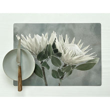 Load image into Gallery viewer, Tableart Reusable Placemats Rectangular 4 pack - Double White King Protea
