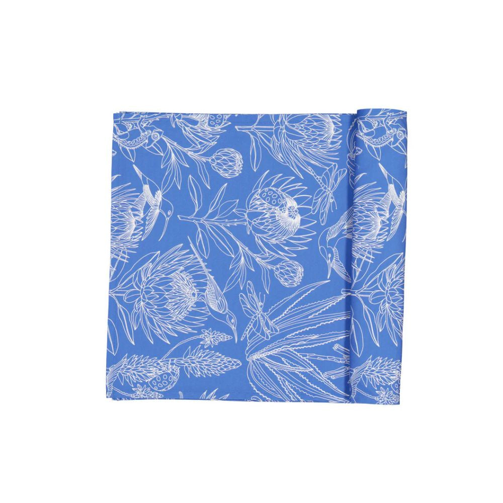 A Love Supreme Table Runner 2.5m - Bloom Essence Cream on Blue