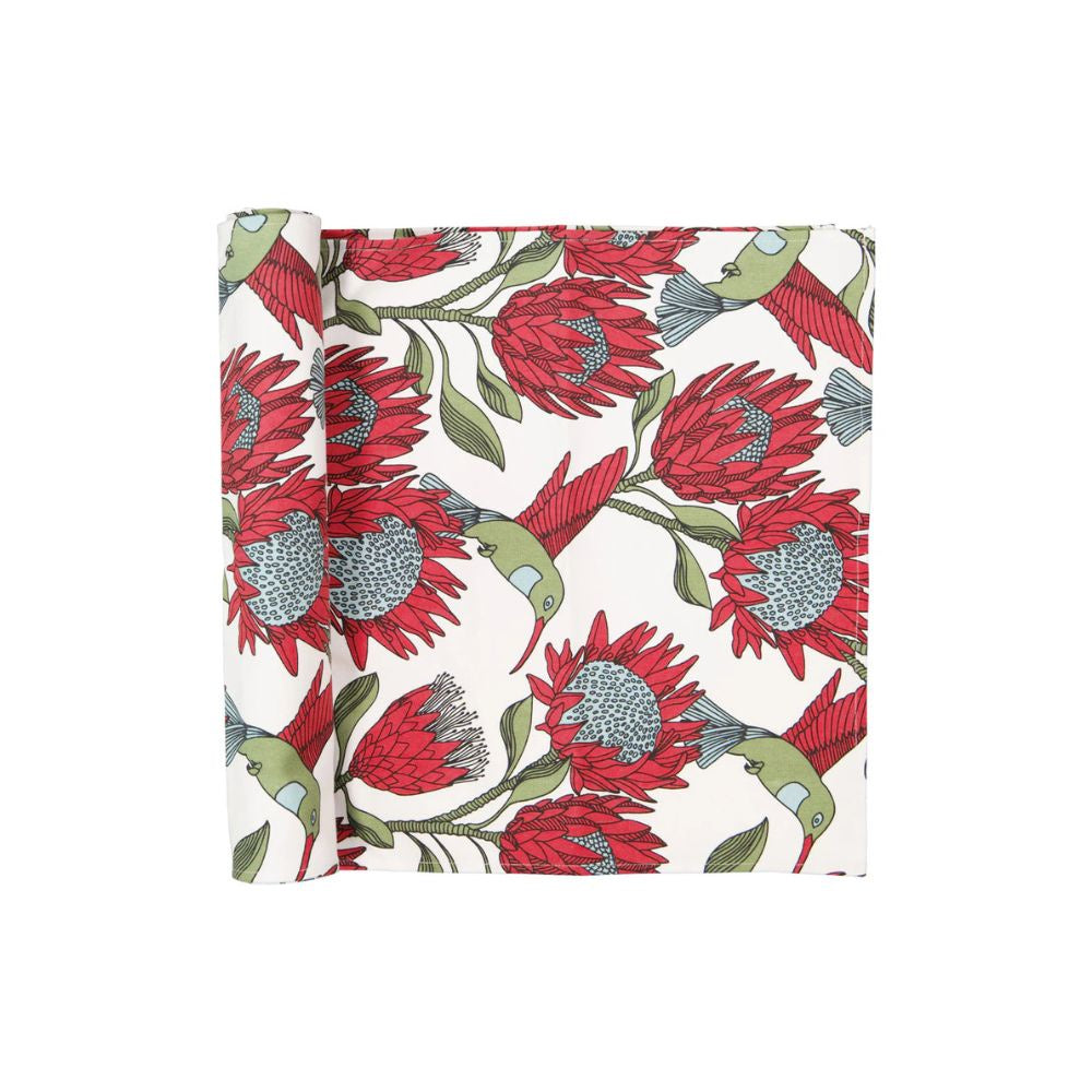 A Love Supreme Protea patterned fabric 2.5m table runner 