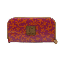 Load image into Gallery viewer, Floral patterned wallet with a brand logo on a white background
