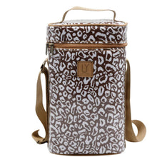 Load image into Gallery viewer, Brown &amp; white leopard print wine carrier
