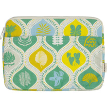 Load image into Gallery viewer, Fabric laptop sleeve with leaf pattern on a white background
