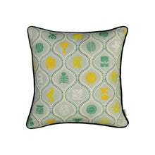 Load image into Gallery viewer, Decorative pillow with geometric pattern on a white background
