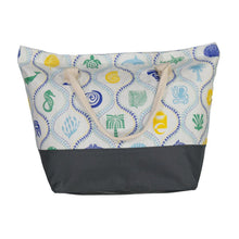 Load image into Gallery viewer, Beach bag with beach-themed pattern on a white background
