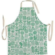 Load image into Gallery viewer, Green patterned apron on a white background
