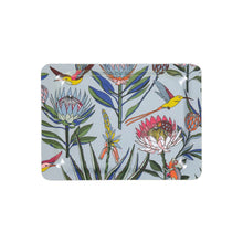 Load image into Gallery viewer, Decorative tray with floral and bird design on a light blue background
