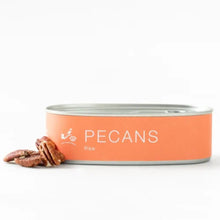 Load image into Gallery viewer, Can of pecans with a white label on an orange background
