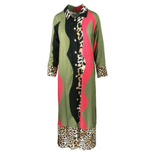 Load image into Gallery viewer, Colorful dress with leopard print accents on a white background
