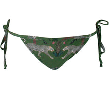 Load image into Gallery viewer, Green bikini bottom with animal print on a white background
