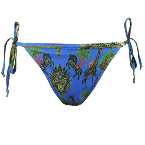 Bikini bottom with animal print design on a blue background