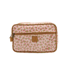 Load image into Gallery viewer, Cosmetic bag with pink and green leopard print on a white background
