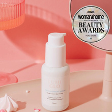 Load image into Gallery viewer, Skincare serum bottle with 'Woman &amp; Home Beauty Awards' badge on a pink background
