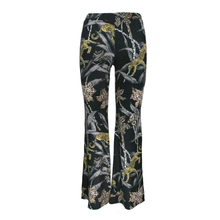Load image into Gallery viewer, Flared pants with a jungle animal pattern on a white background
