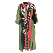 Load image into Gallery viewer, Colorful dress with leopard print pattern on a white background

