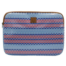 Load image into Gallery viewer, Laptop sleeve with red, white, and blue wavy pattern on a white background
