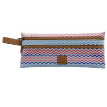 Load image into Gallery viewer, Pencil case with zigzag pattern and brown zipper on a white background
