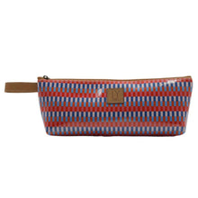 Load image into Gallery viewer, Pencil case with red and blue checkered pattern on a white background
