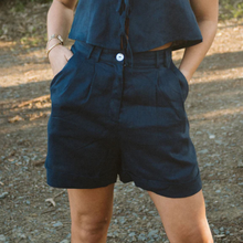 Load image into Gallery viewer, Elula Isla Pleated  Shorts - Navy
