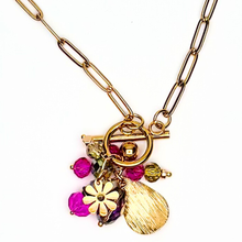 Load image into Gallery viewer, The Nikabox Paperclip Necklace - Magenta Teardrop

