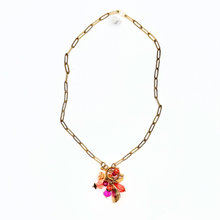 Load image into Gallery viewer, Gold chain necklace with colorful pendant on a white background
