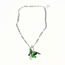 Load image into Gallery viewer, Necklace with green pendant on a white background
