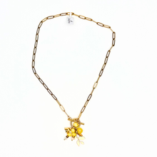 Load image into Gallery viewer, Gold necklace with yellow beads on a white background
