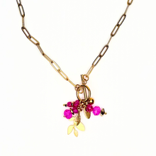 Load image into Gallery viewer, The Nikabox Paperclip Necklace - Fuschia Leaf
