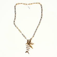 Load image into Gallery viewer, Gold chain necklace with unique pendant on a white background
