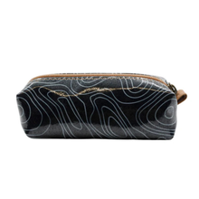 Load image into Gallery viewer, Black pouch with white pattern on a white background
