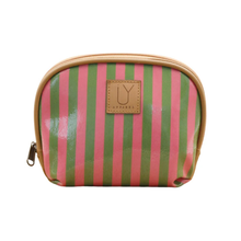 Load image into Gallery viewer, Striped pouch with a brown zipper and visible IY logo on a white background
