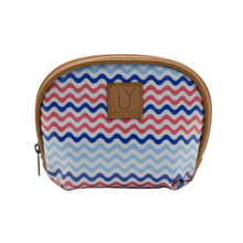 Load image into Gallery viewer, Cosmetic bag with red, white, and blue wave pattern on a white background
